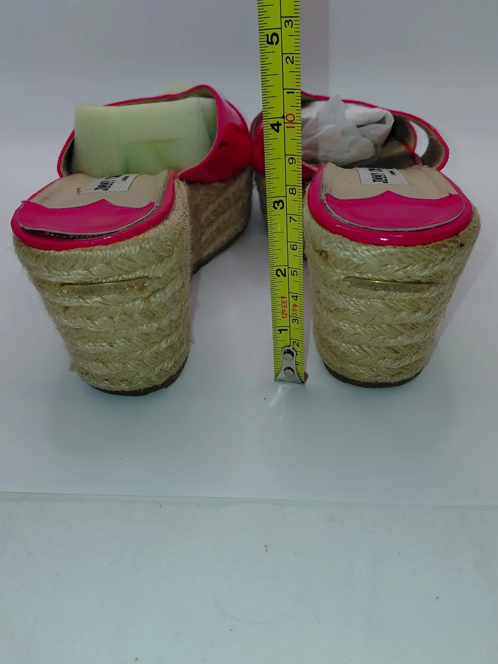 Jimmy Choo Pink Paisley/ Prima Patent Leather Espadrille Wedge Slide Sandals 41